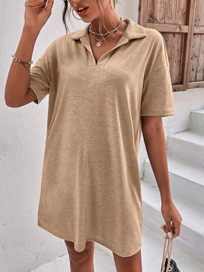 Johnny Collar Short Sleeve Polo Dress OutfitFlow