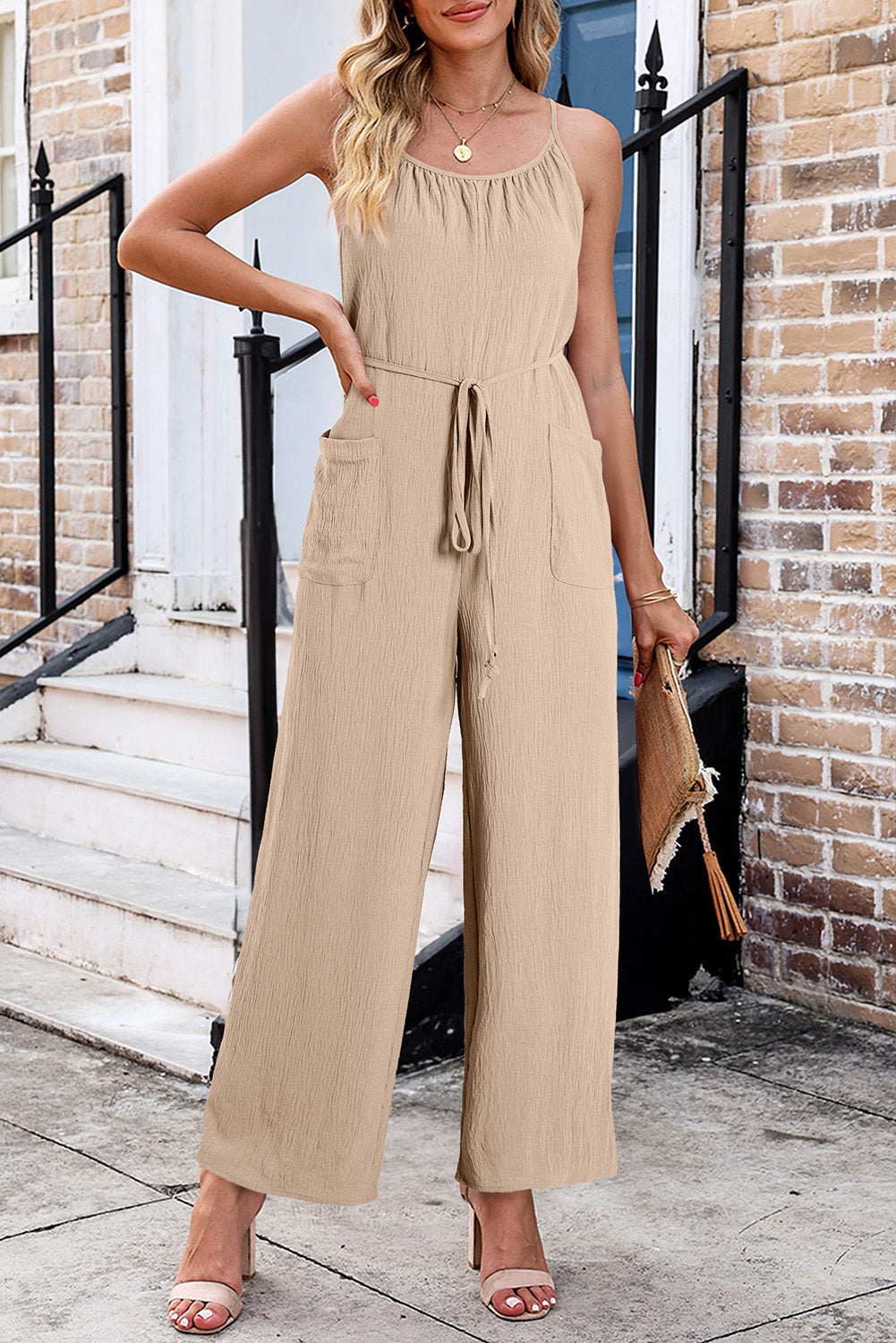 Outfit Flow - Scoop Neck Spaghetti Strap Jumpsuit