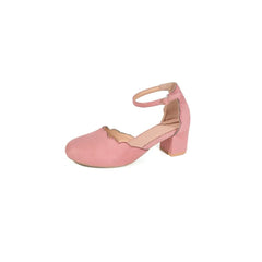 Round Toe Block Heels Pumps Pink OutfitFlow