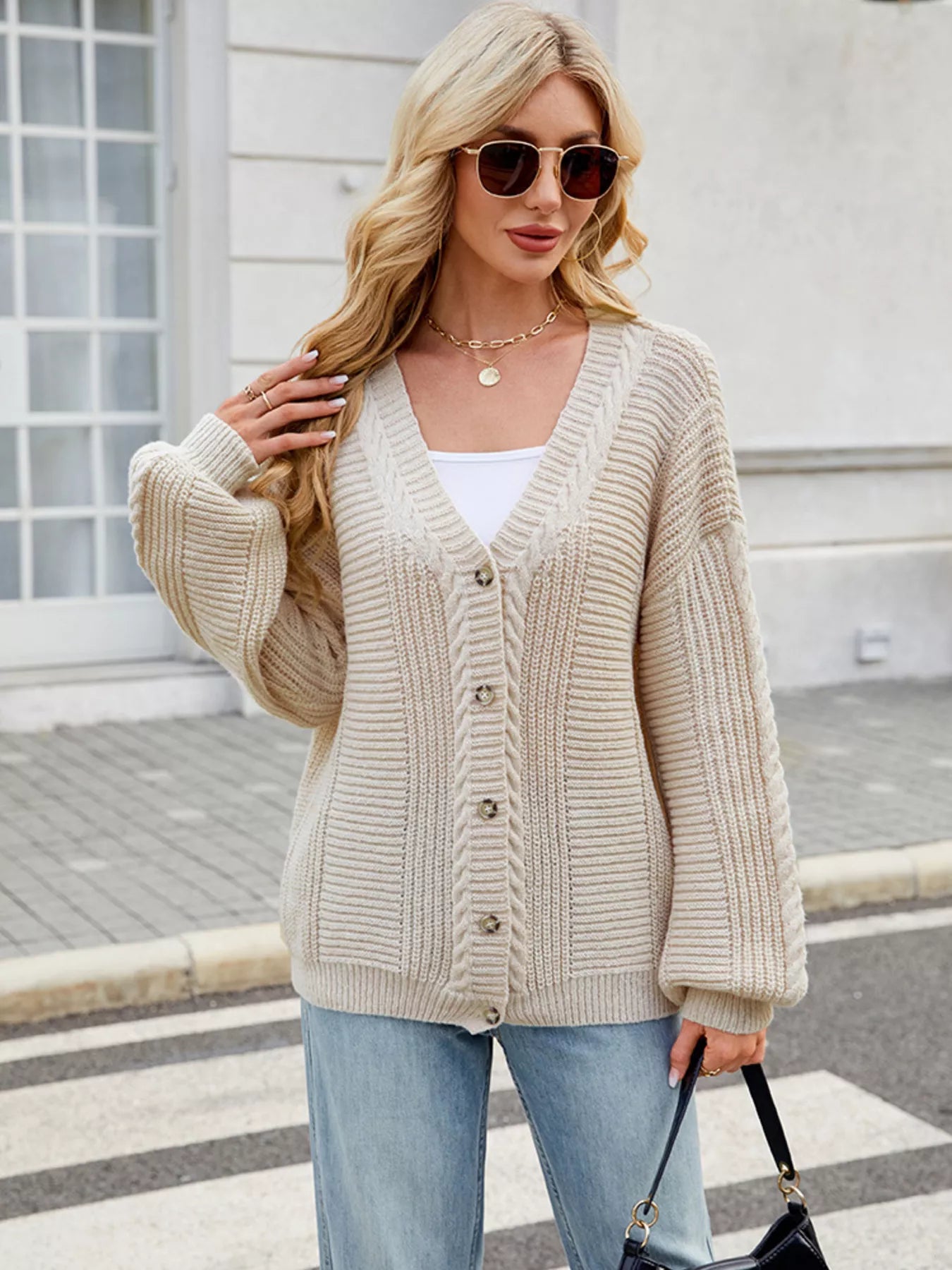 Button Up Long Sleeve Cardigan OutfitFlow
