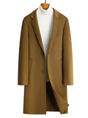Men's Plus Size Lapel Collar Long Coat Camel OutfitFlow