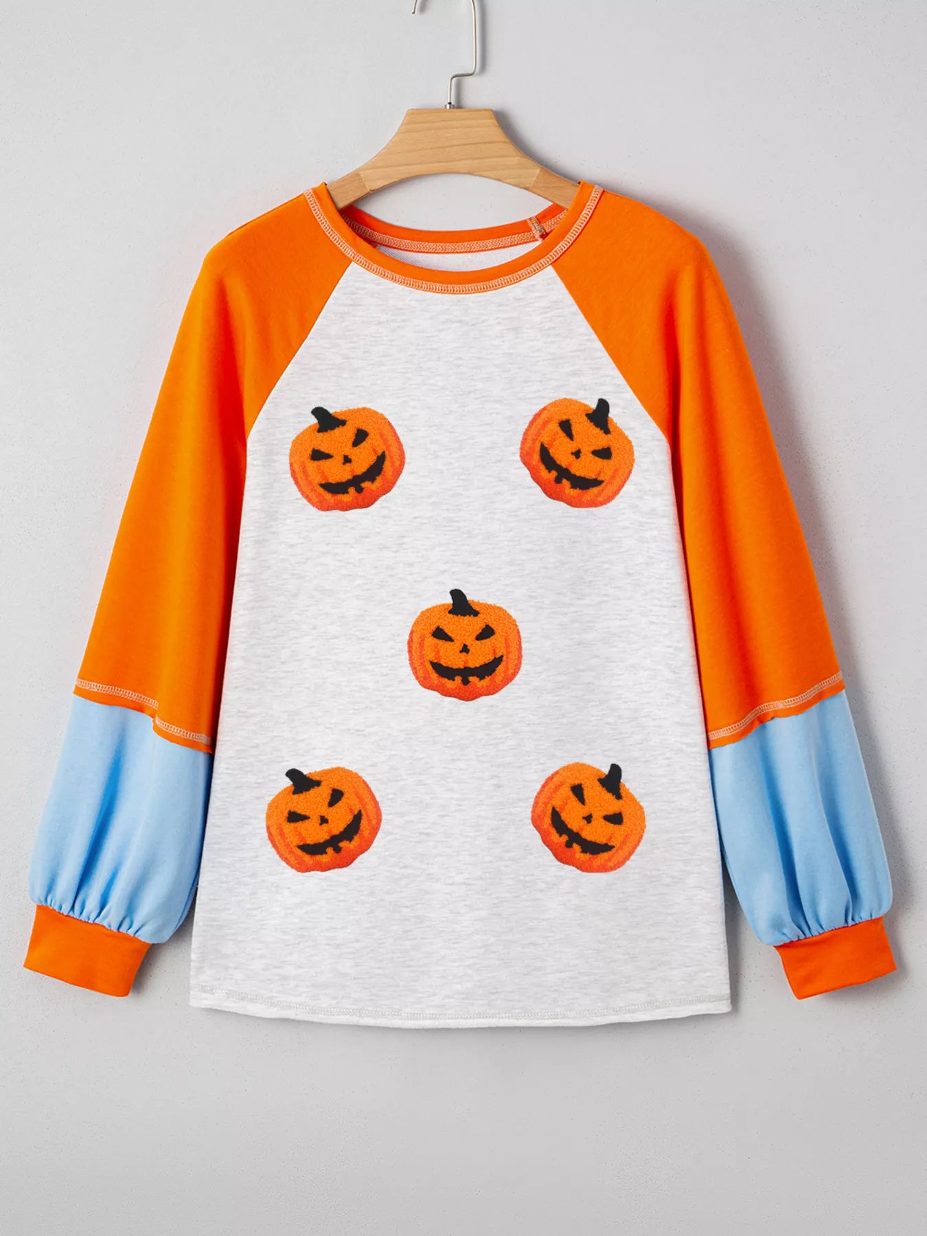 Halloween Pumpkin Print Long Sleeve T-Shirt OutfitFlow