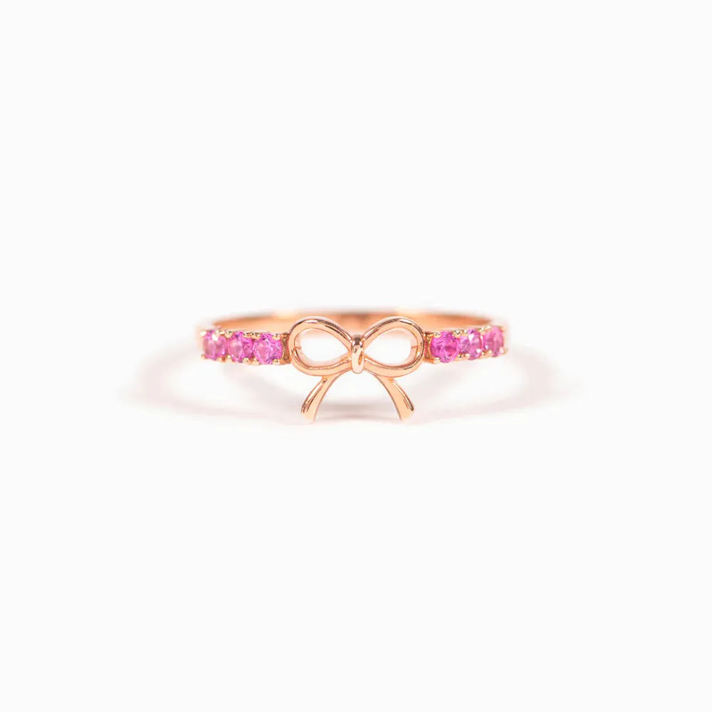 925 Sterling Silver Bow Ring Rose Gold OutfitFlow