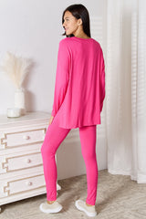 Basic Bae Full Size V-Neck Soft Rayon Long Sleeve Top and Pants Lounge Set OutfitFlow