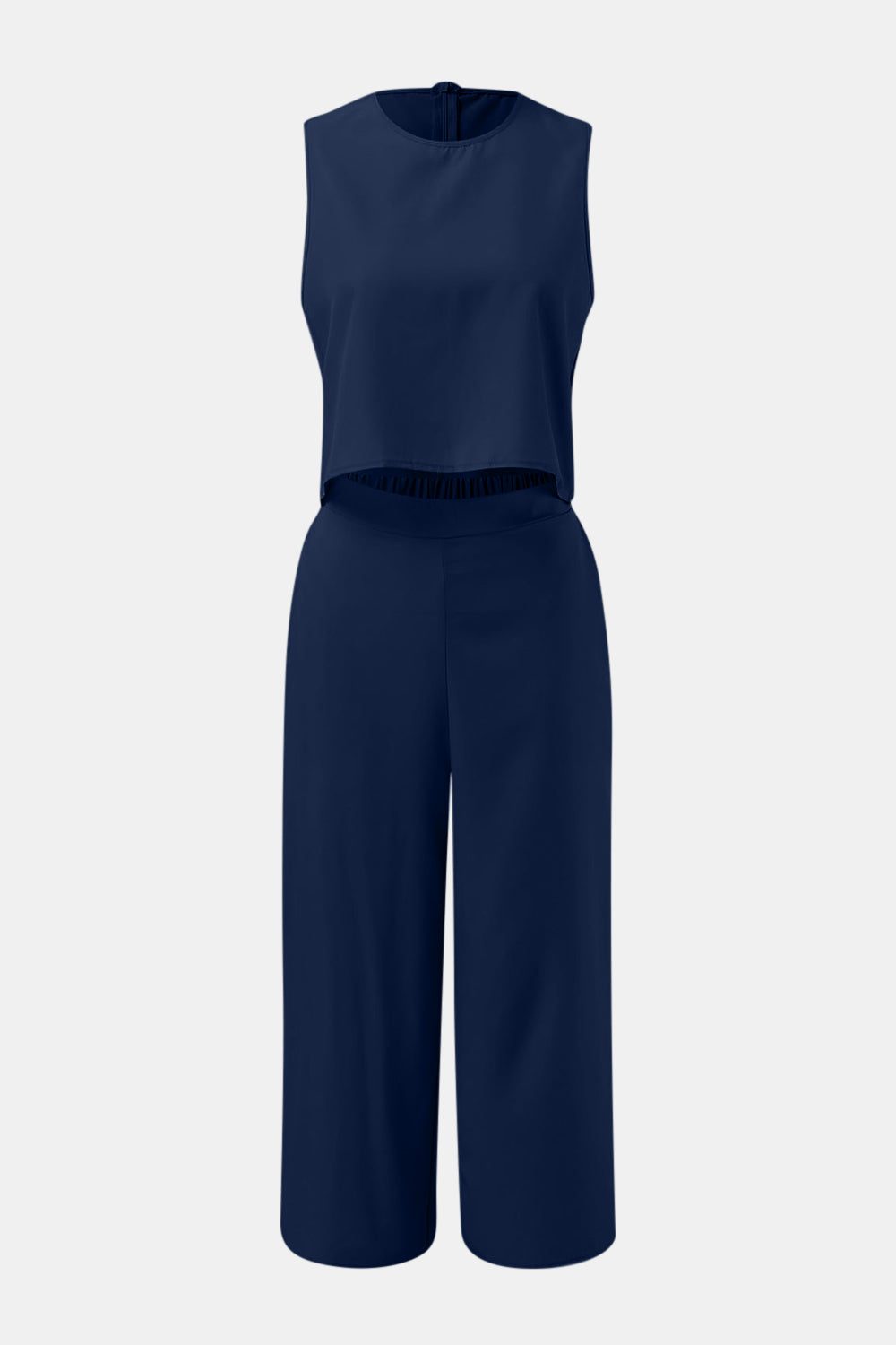 Outfit Flow - Round Neck Top and Wide Leg Pants Set