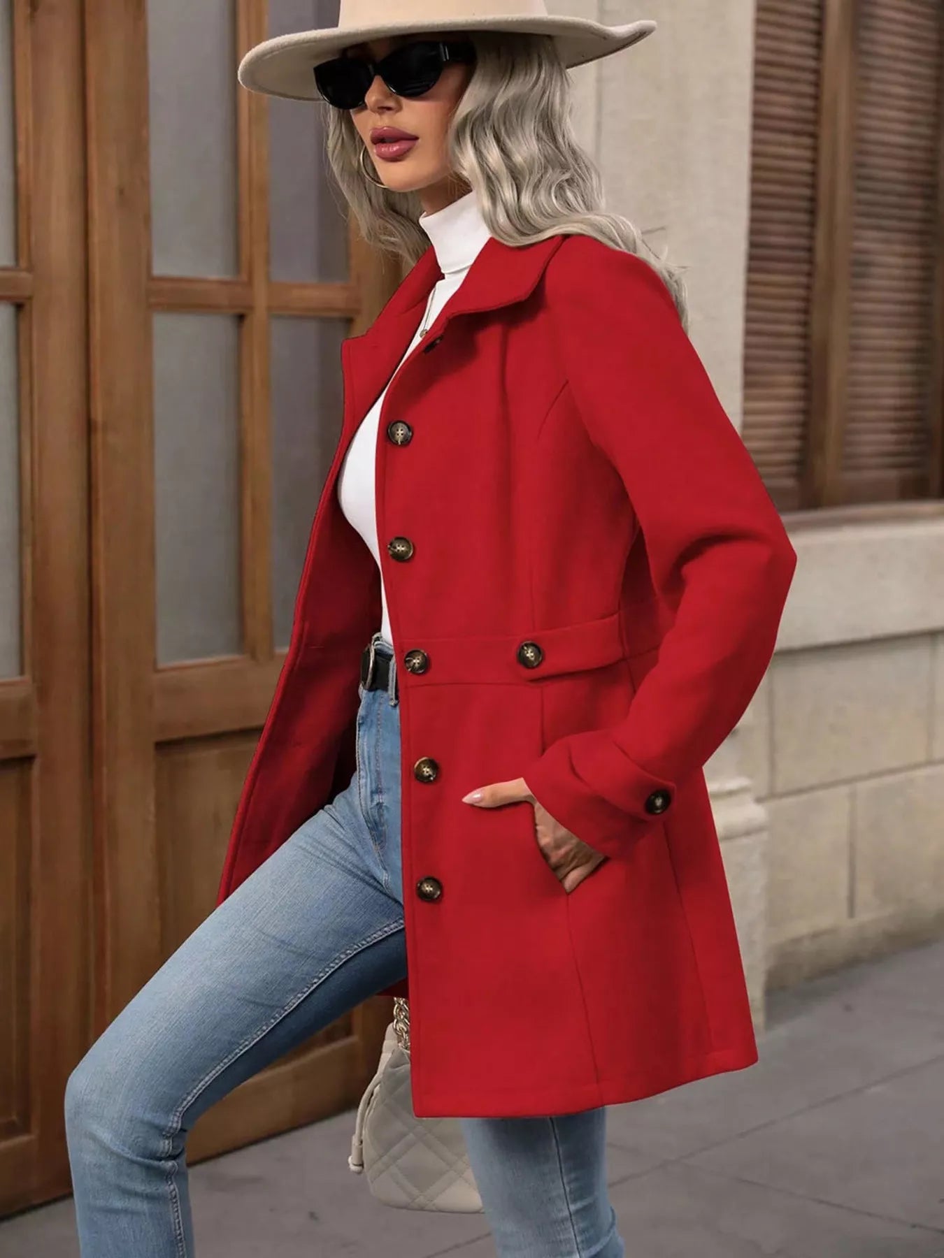 Button Up Long Sleeve Outerwear OutfitFlow