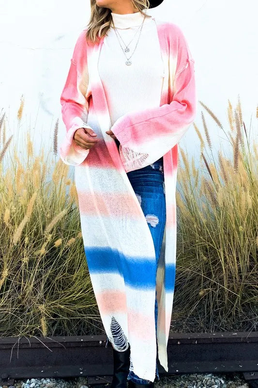 And The Why Multi Gradation Dye Maxi Cardigan Sweater OutfitFlow