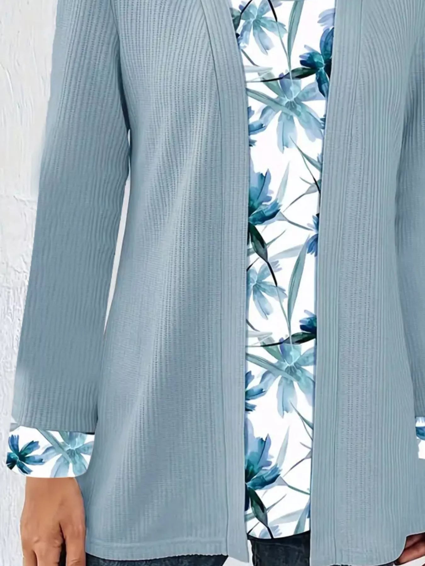 Floral Print Casual Fake Two Piece Top OutfitFlow