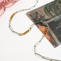 Two-Tone Chain Link Necklace OutfitFlow