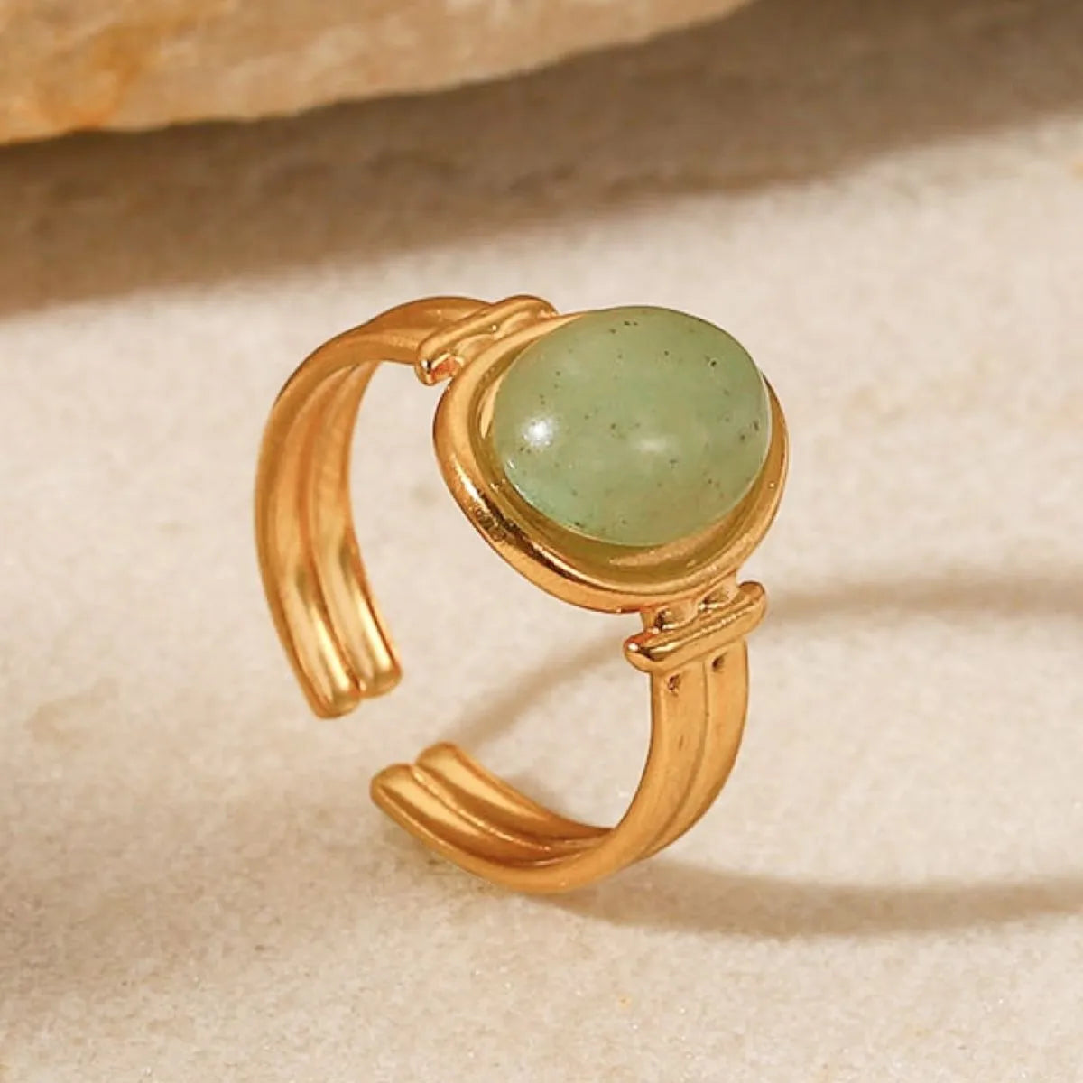 Vintage Natural Stone Gold Plated Adjustable Ring OutfitFlow