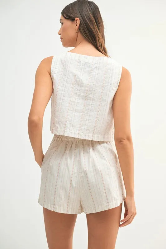 MABLE Square Neck Crop Top and Shorts Set OutfitFlow