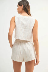 MABLE Square Neck Crop Top and Shorts Set OutfitFlow
