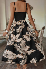 Printed Sleeveless Scoop Neck Slit Dress OutfitFlow