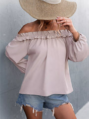 Frill Off-Shoulder Long Sleeve Blouse OutfitFlow