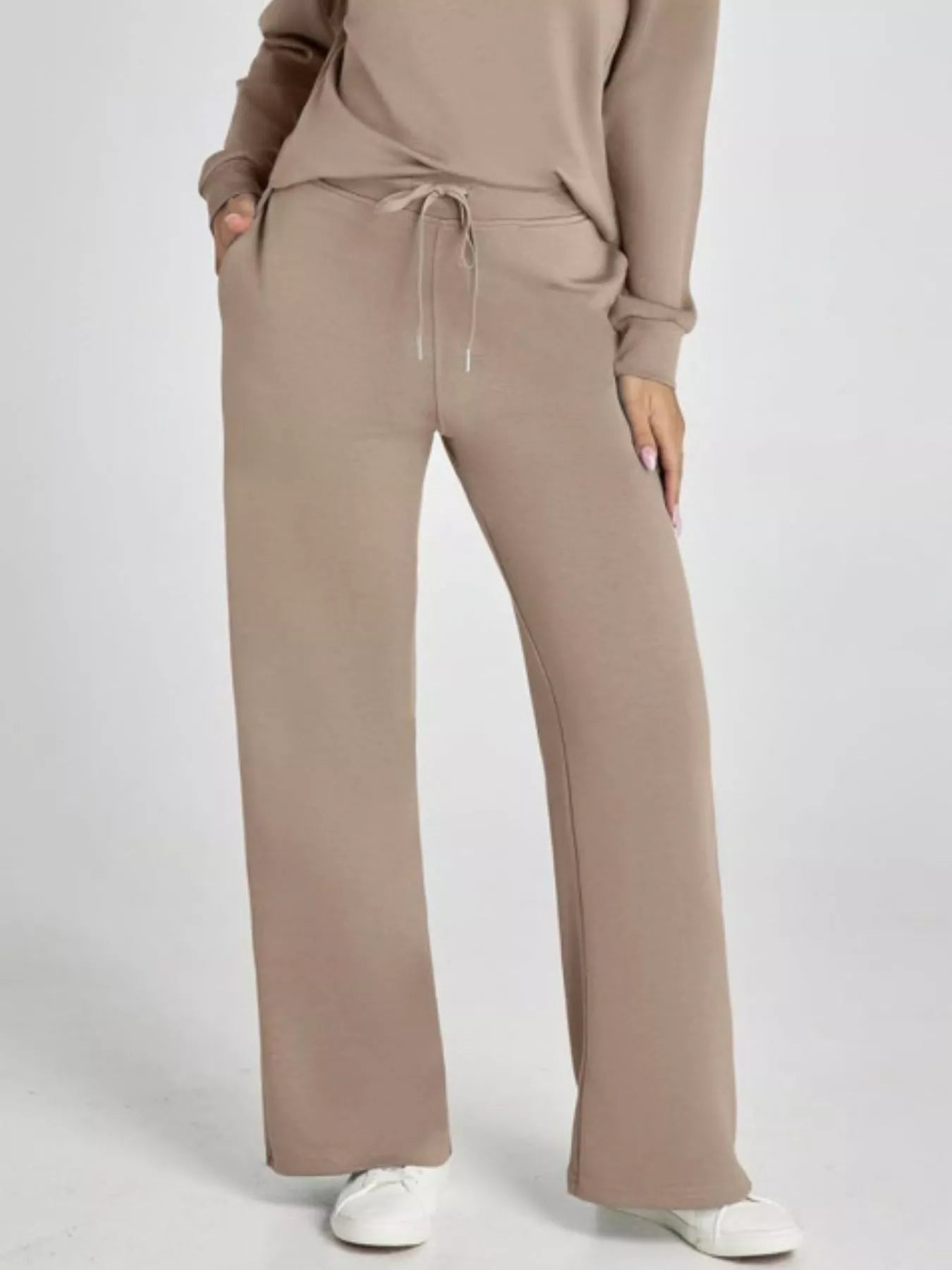 Full Size Johnny Collar Long Sleeve Top and Pants Plus Size OutfitFlow