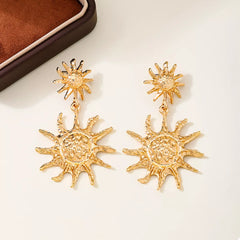 18K Gold-Plated Sun Burst Drop Earrings OutfitFlow