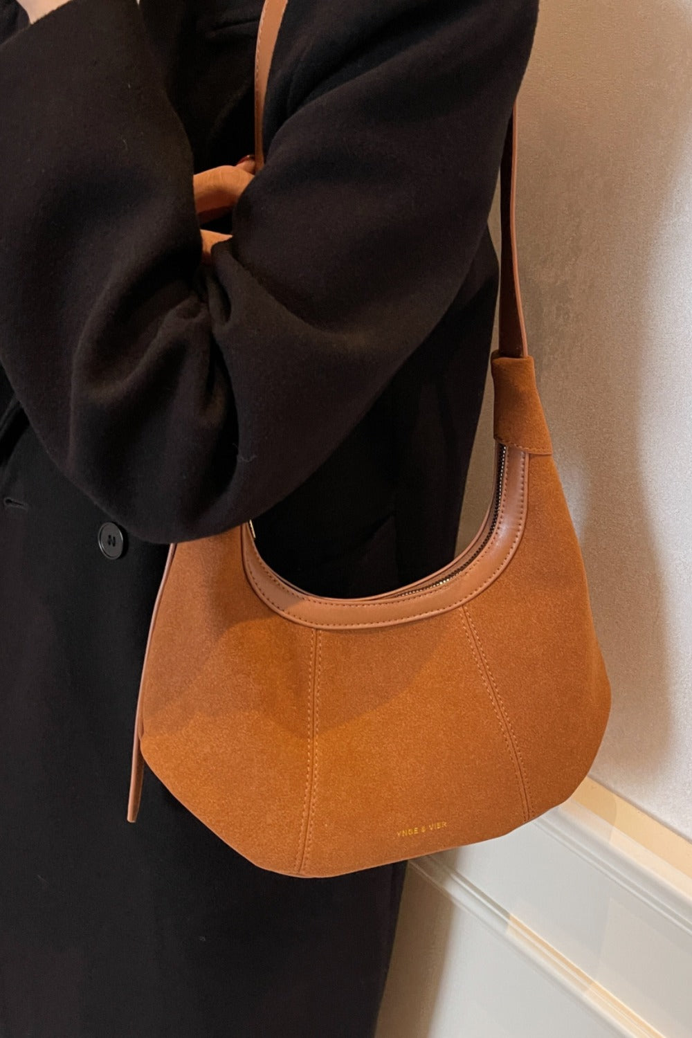 Suede Adjustable Strap Shoulder Bag