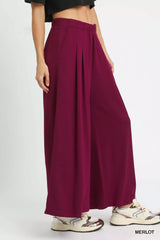 Umgee Wide Leg Pants with Pockets OutfitFlow