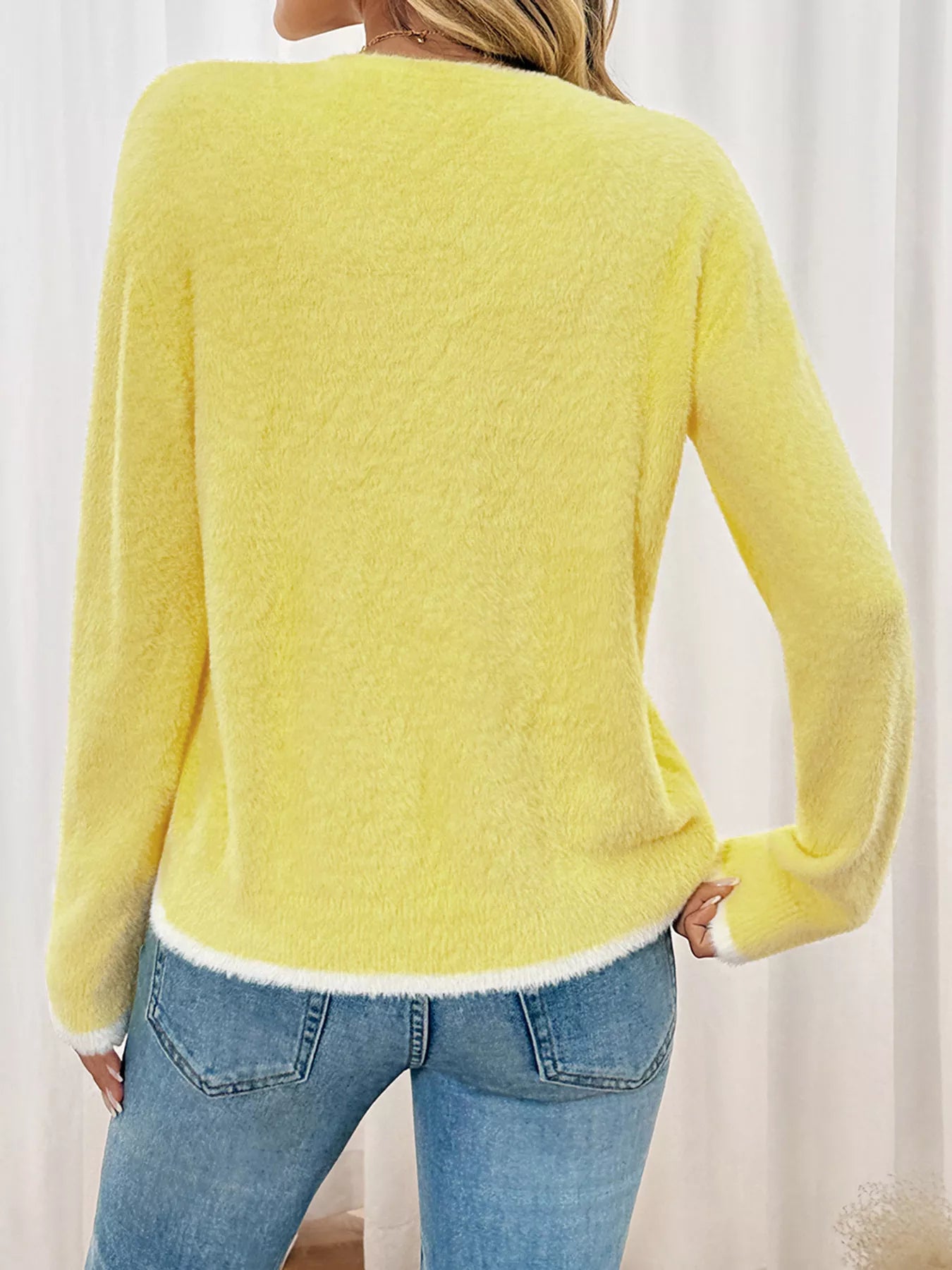 Lace Bow-Tie Front Long Sleeve Cardigan Trendsi