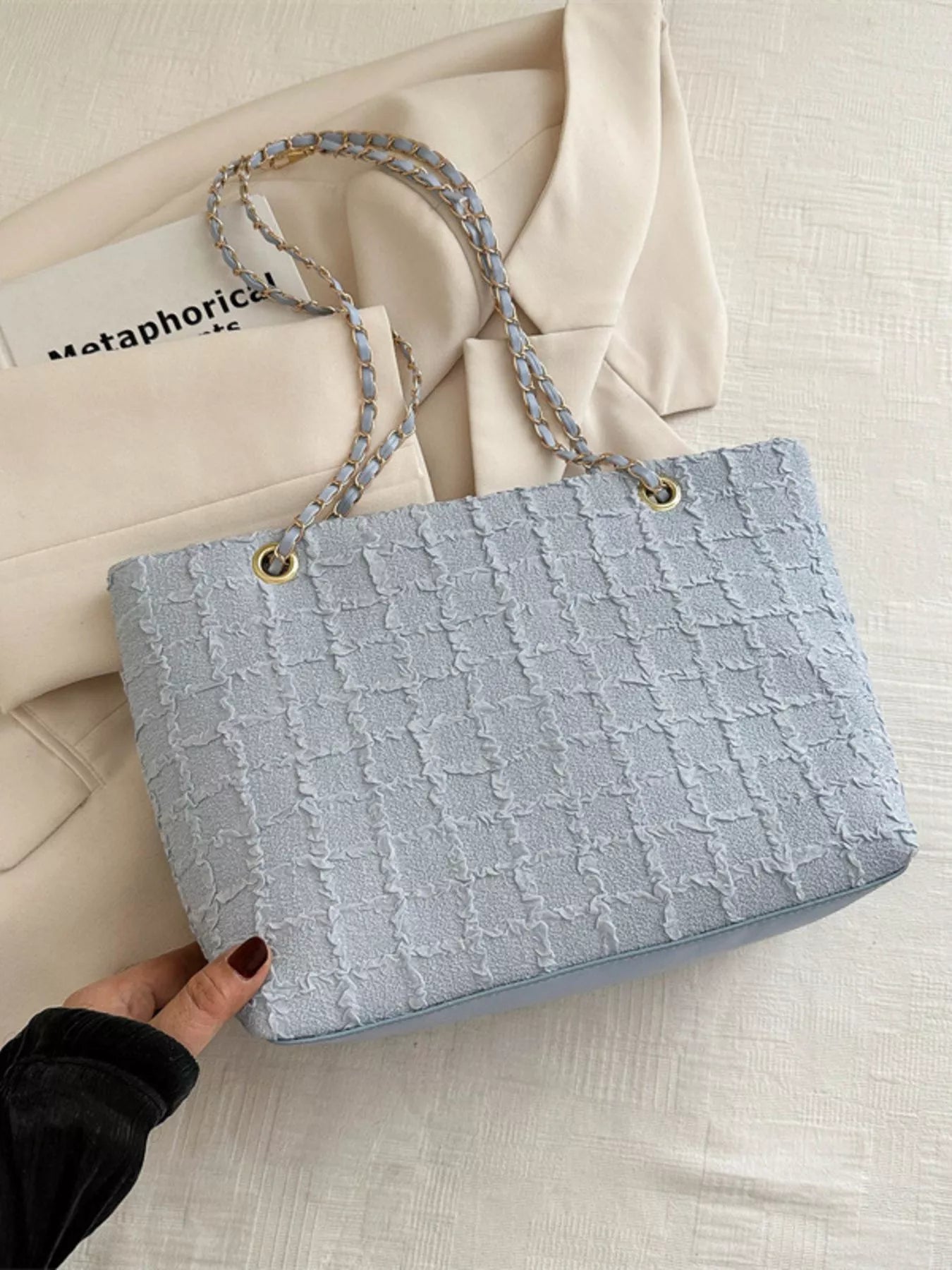 Tweed Chain Shoulder Bag OutfitFlow