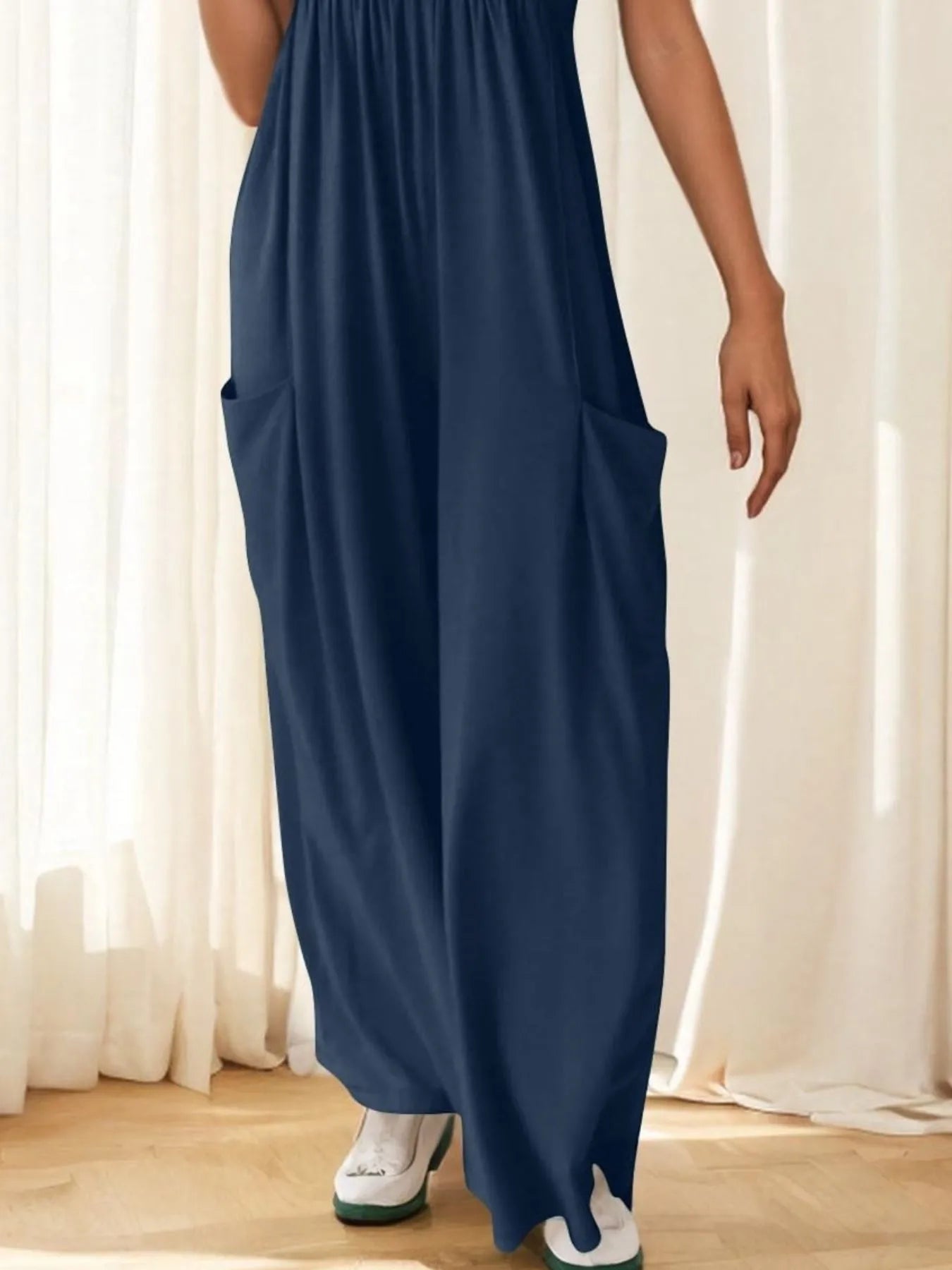 Spaghetti Strap Wide Leg Jumpsuit OutfitFlow