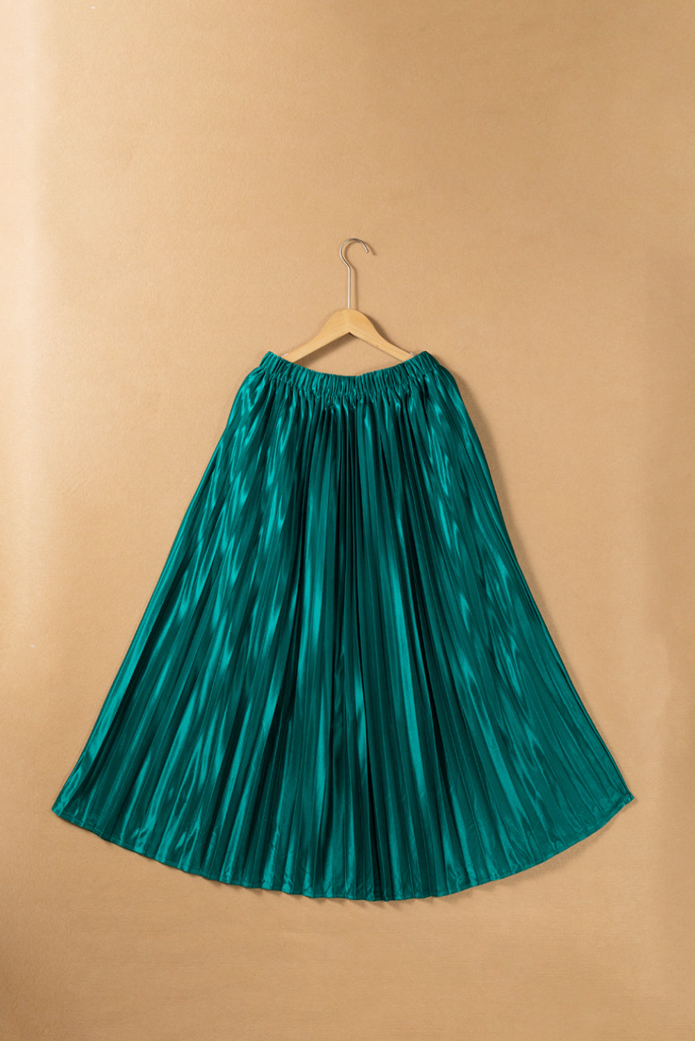 Outfit Flow - Elastic Waist Pleated Midi Skirt