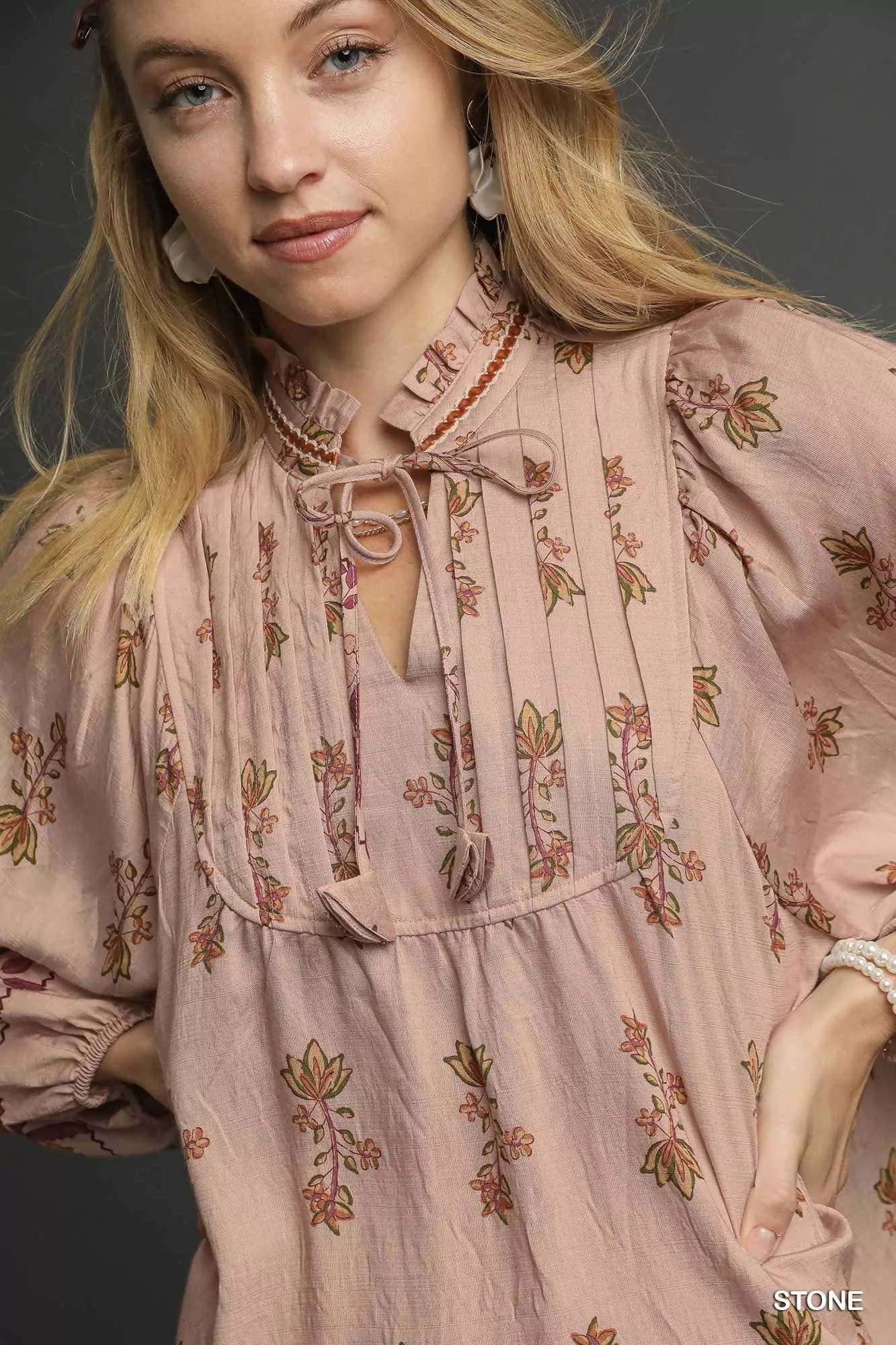 Umgee Floral Boho Peasant Blouse OutfitFlow