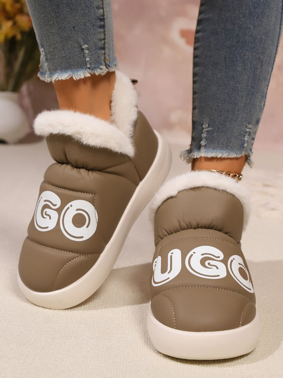 Letter Thermal Platform Slip-On Boots