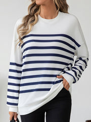 Outfit Flow - Striped Round Neck Long Sleeve T-Shirt