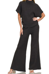 Zenana Wide Leg Flare Sweater Pants OutfitFlow