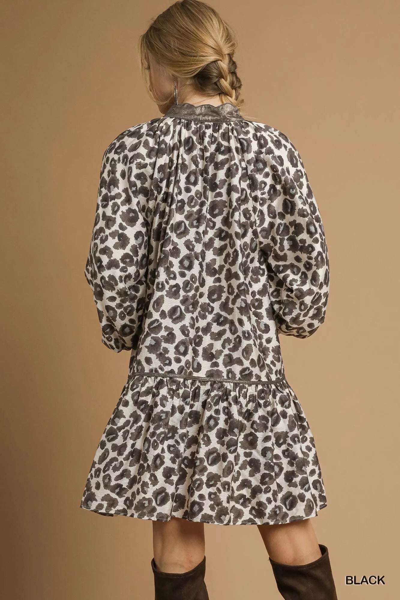 Umgee Leopard Print Tiered Mini Dress Trendsi