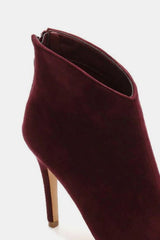 Beast Fashion Suede Stiletto Ankle Booties with Back Zippers OutfitFlow
