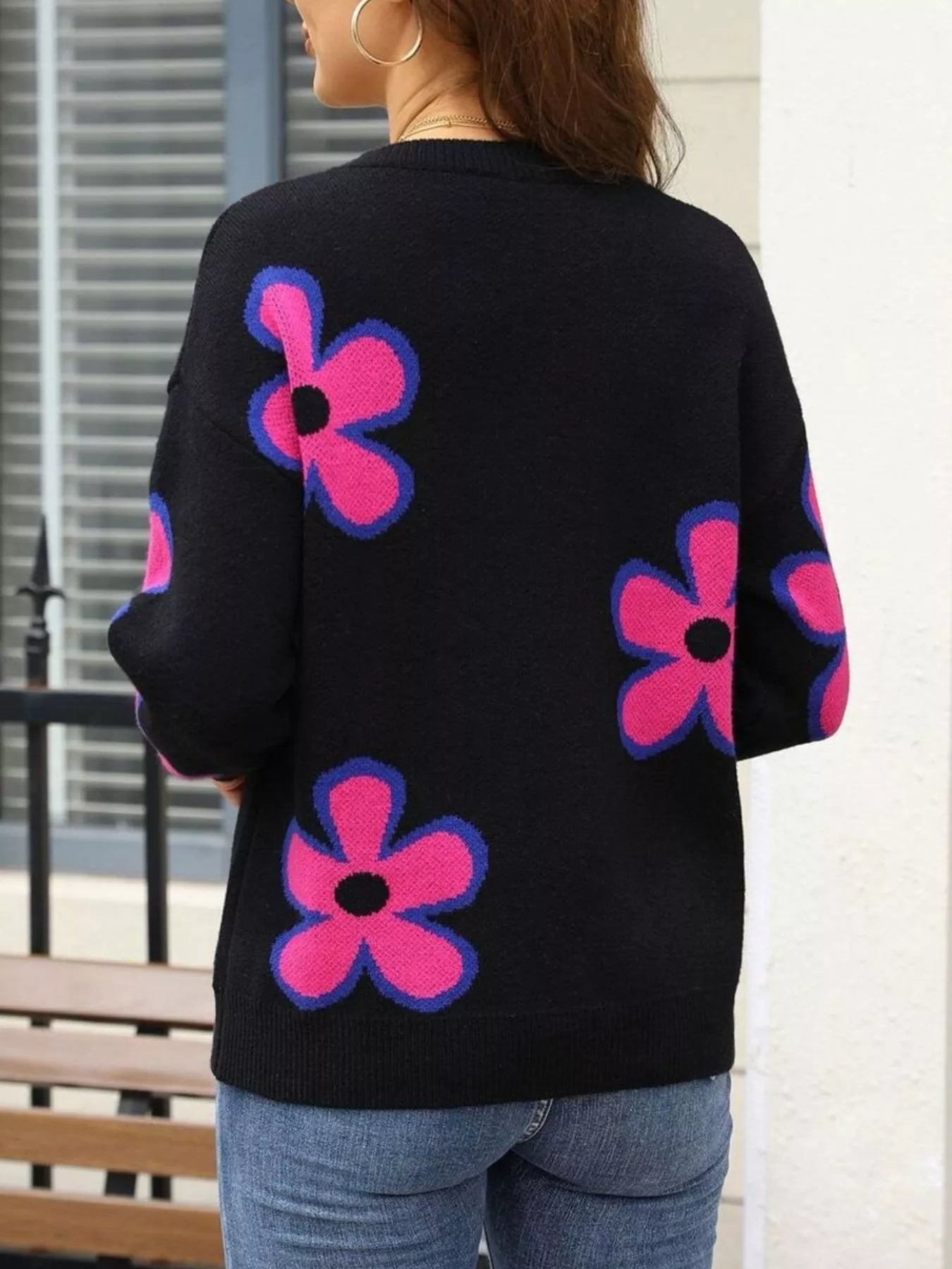 Floral Crew Neck Sweater Trendsi