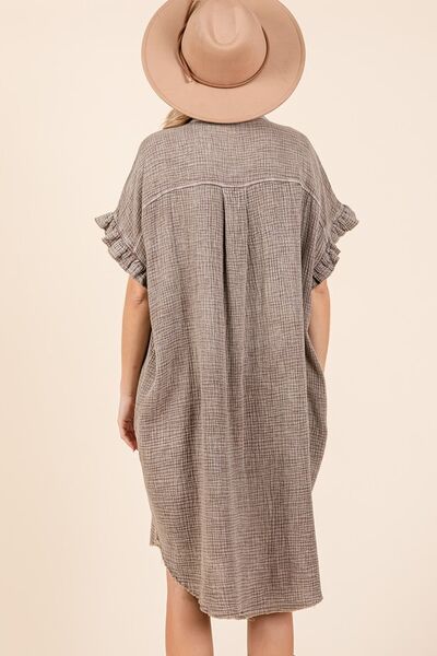 Mittoshop Mineral Wash Cotton Gauze Mini Shirt Dress OutfitFlow