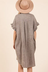 Mittoshop Mineral Wash Cotton Gauze Mini Shirt Dress OutfitFlow