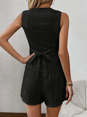 V-Neck Vest and Shorts Set OutfitFlow