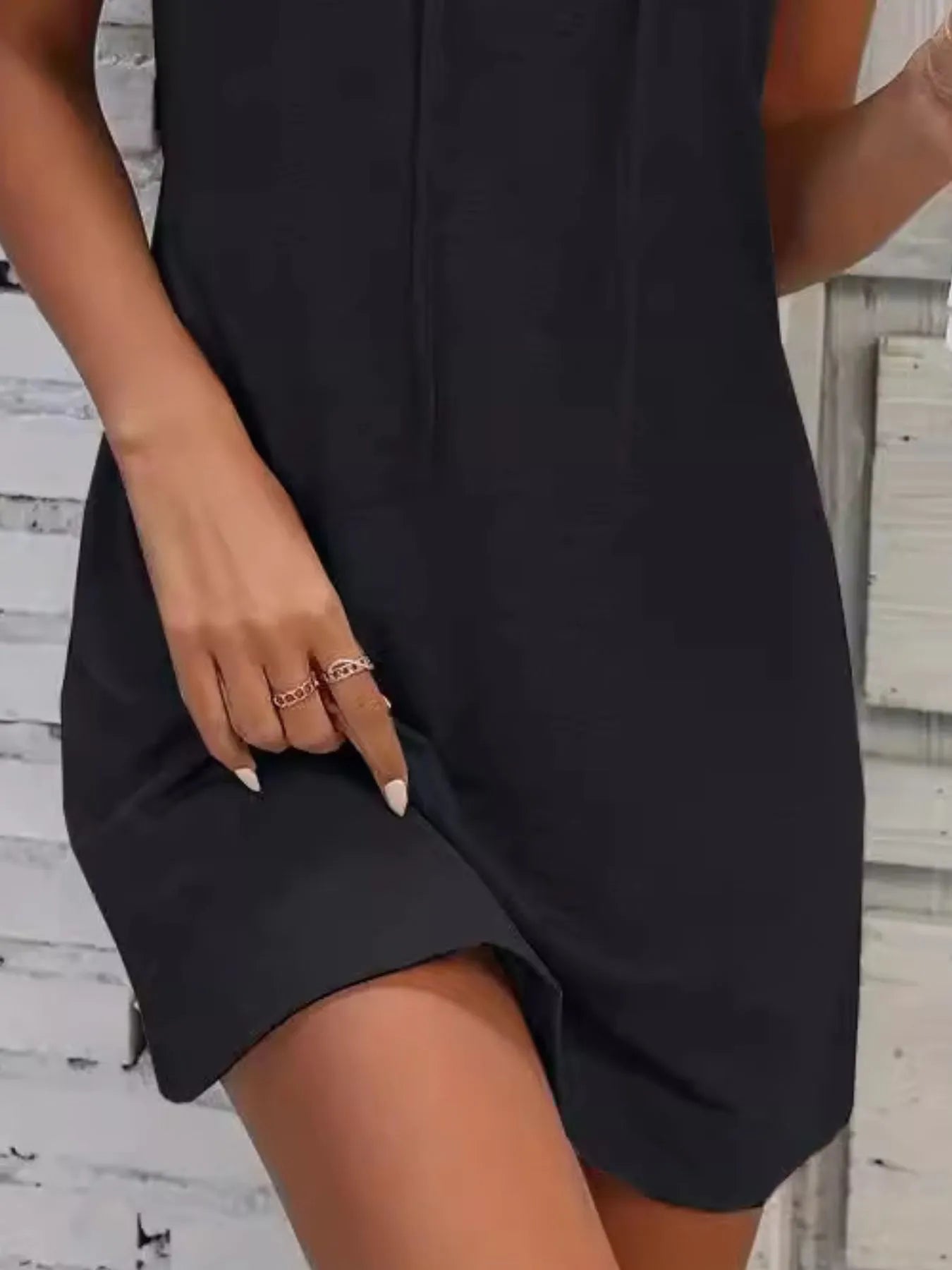 Full Size Drawstring Casual Sleeveless Hooded Mini Dress Plus Size OutfitFlow