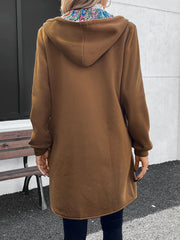 Outfit Flow - Drawstring Zip Up Long Sleeve Hooded Outerwear