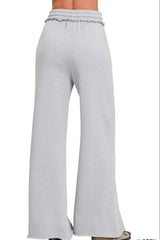 Zenana Fleece Exposed Seam Wide Leg Sweatpants OutfitFlow