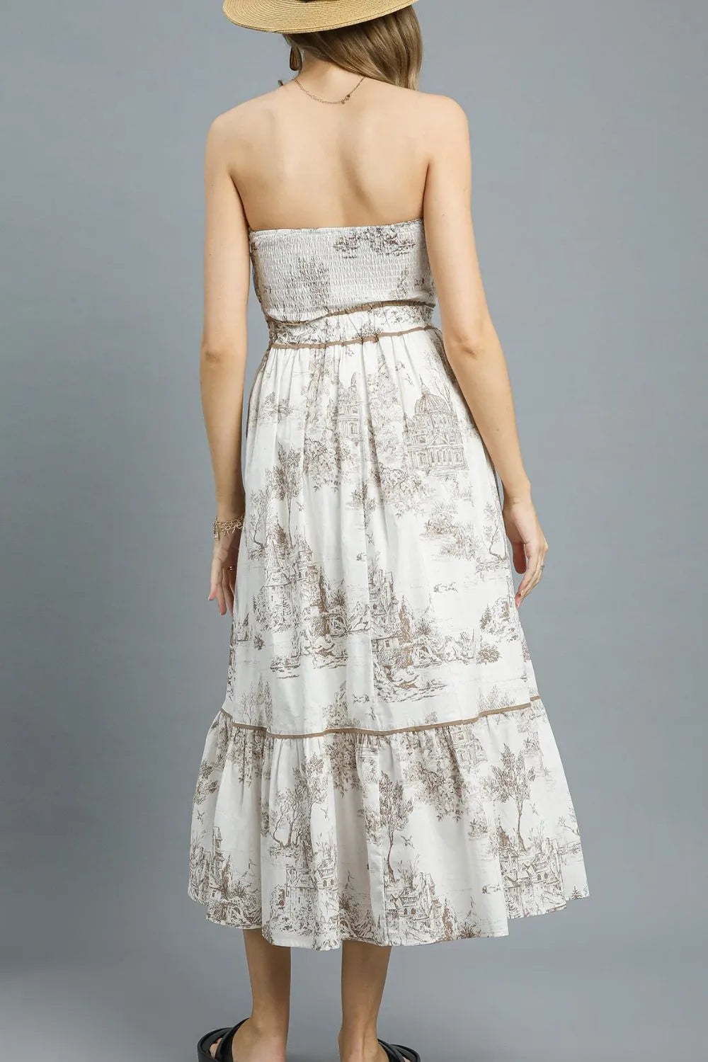 Umgee Printed Tiered Tube Midi Dress OutfitFlow
