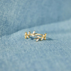 925 Sterling Silver Leaf Open Ring OutfitFlow