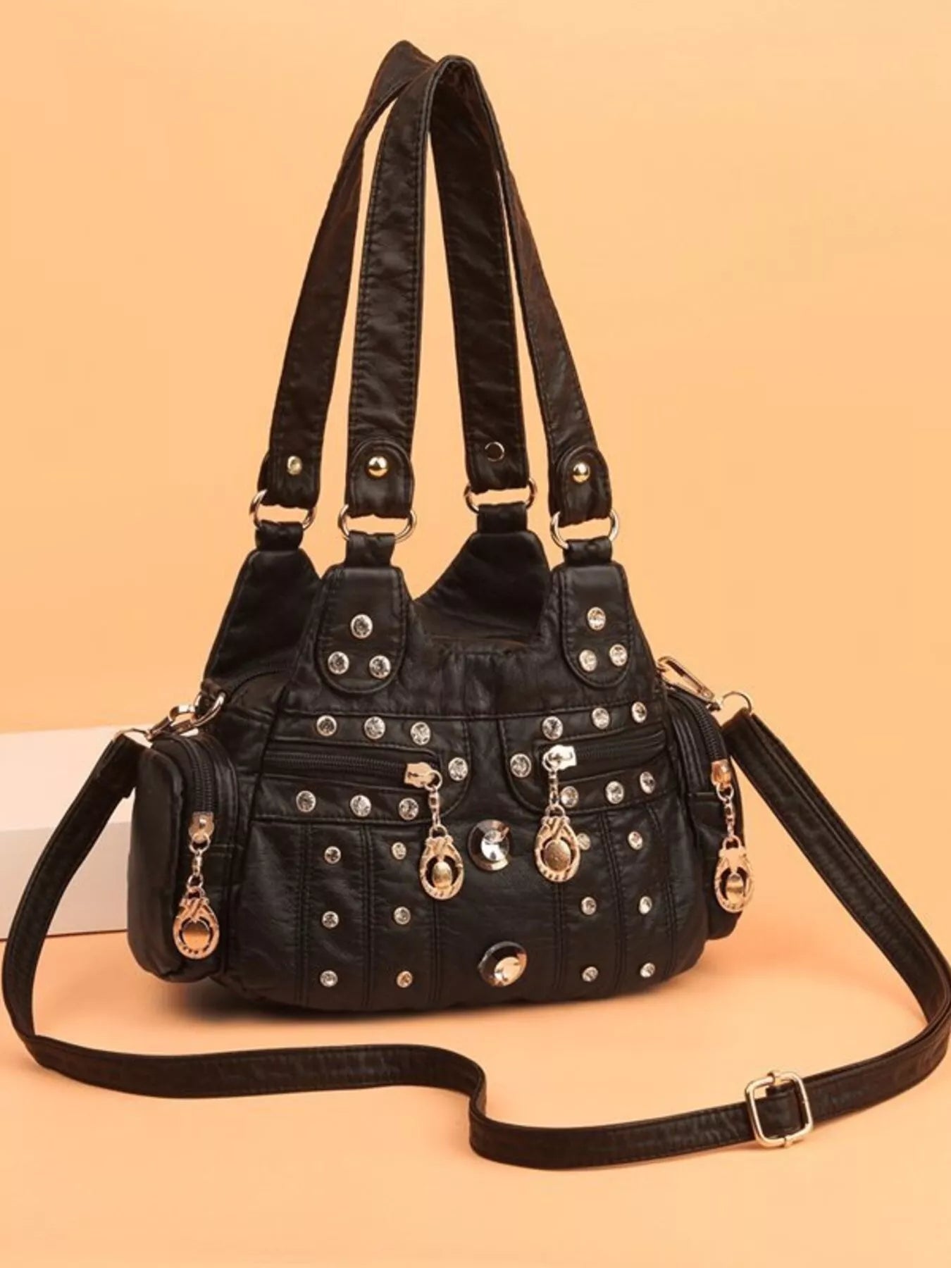 Rivet Decor Multifunctional Crossbody Bag OutfitFlow