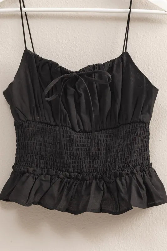 HYFVE Poplin Smocked Waist Summery Cami Top OutfitFlow