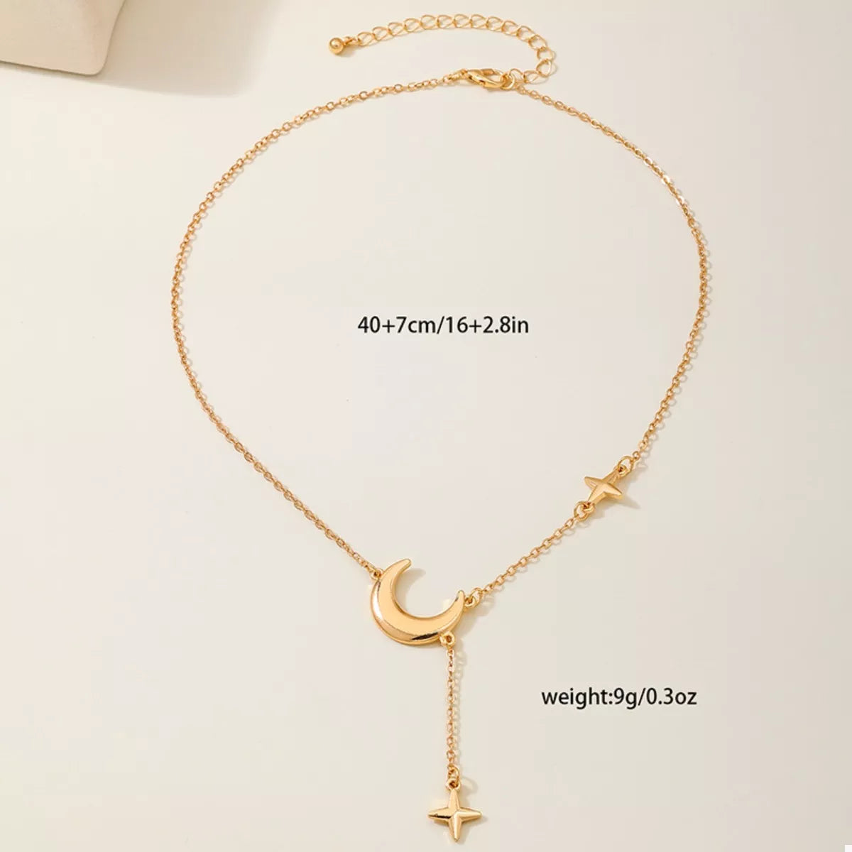 18K Gold-Plated Moon and Star Gold Chain Necklace OutfitFlow