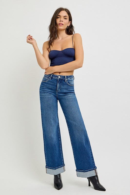 Outfit Flow - RISEN Tummy Control High Rise Cuffed Jeans