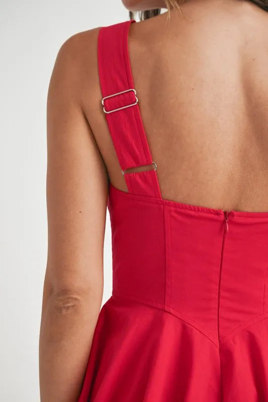 MABLE Poplin Square Neckline Bubble Mini Dress OutfitFlow