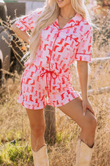 Cowgirl Boots Printed Shirt and Shorts Set OutfitFlow