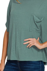 Zenana Oversized Ribbed Round Neck Short Sleeve Tee OutfitFlow