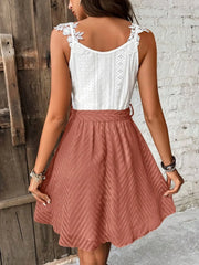 Lace Detail Tie Waist Mini Cami Dress OutfitFlow