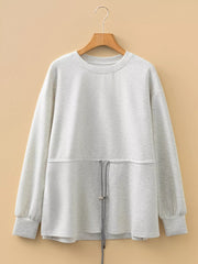 rawstring Waist Tunic Solid Sweatshirt OutfitFlow